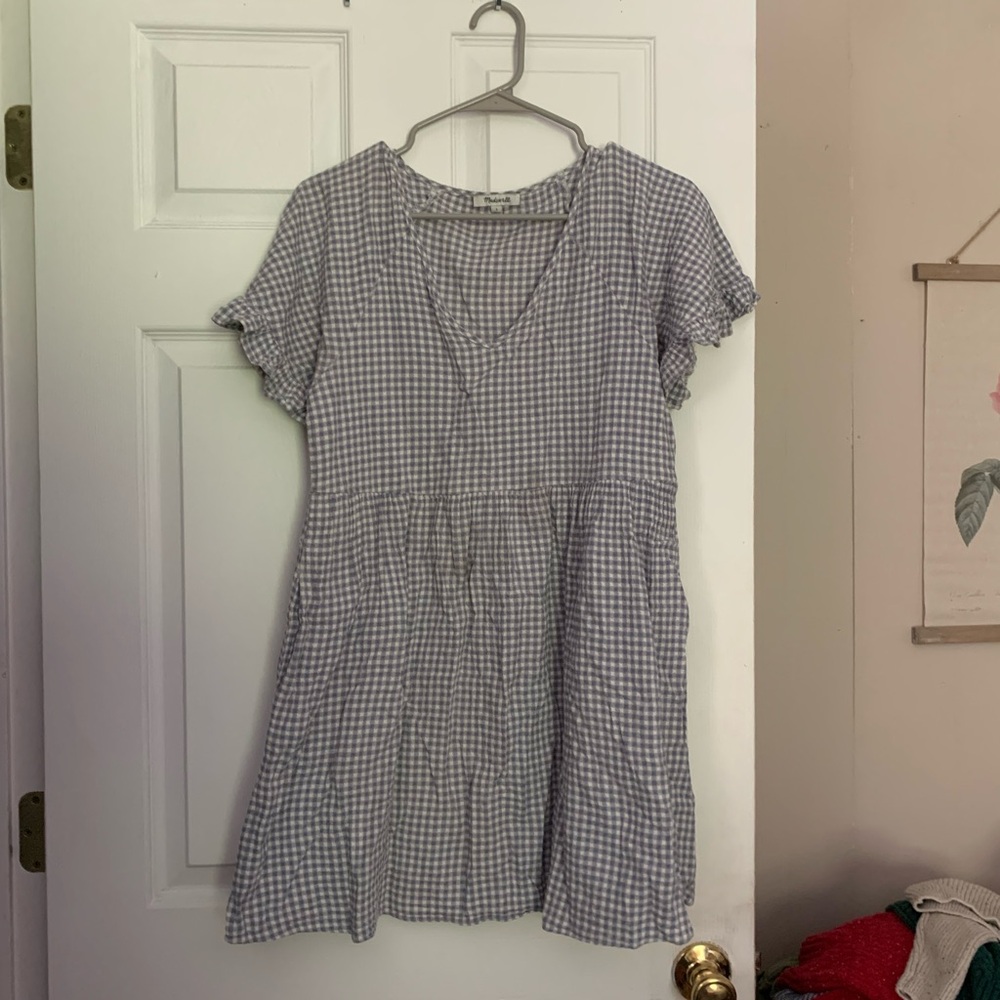 Women’s Blue Gingham Short Sleeve Dress